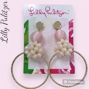 NWT Lilly Pulitzer Caliente statement, hoops, in pink tropics